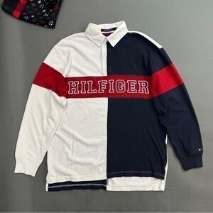 Color Blocked Tommy Hilfiger Long Sleeve Polo Shirt